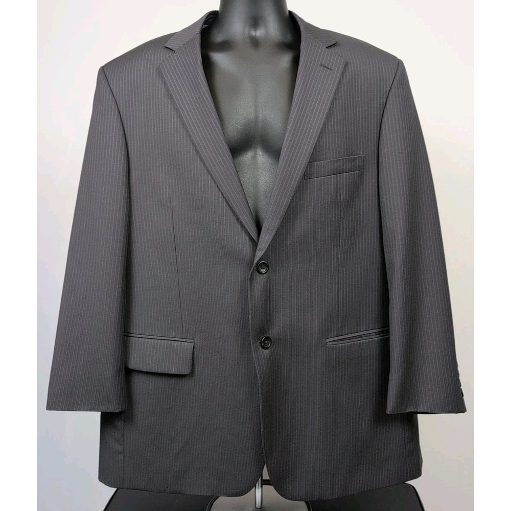 Pronto Uomo 46R Gray‎ Pinstripe Wool Natural Stretch Super 100's Blazer